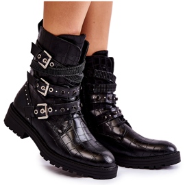 Stivali caldi da donna con strisce Snake Black Lambert nero