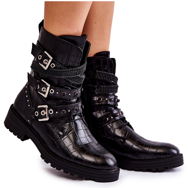 Stivali caldi da donna con strisce Snake Black Lambert nero