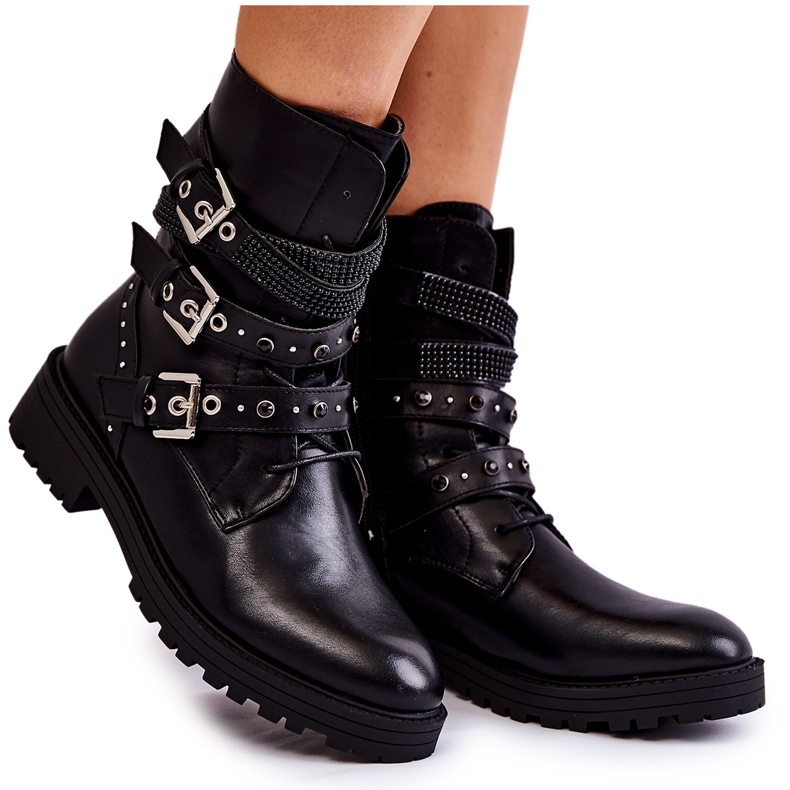 PG1 Stivali caldi da donna con strisce Plain Black Lambert nero