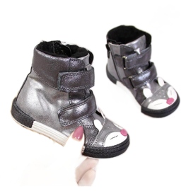 Scarpe da ragazza, velcro, volpe argentata, Kornecki 6583 argento
