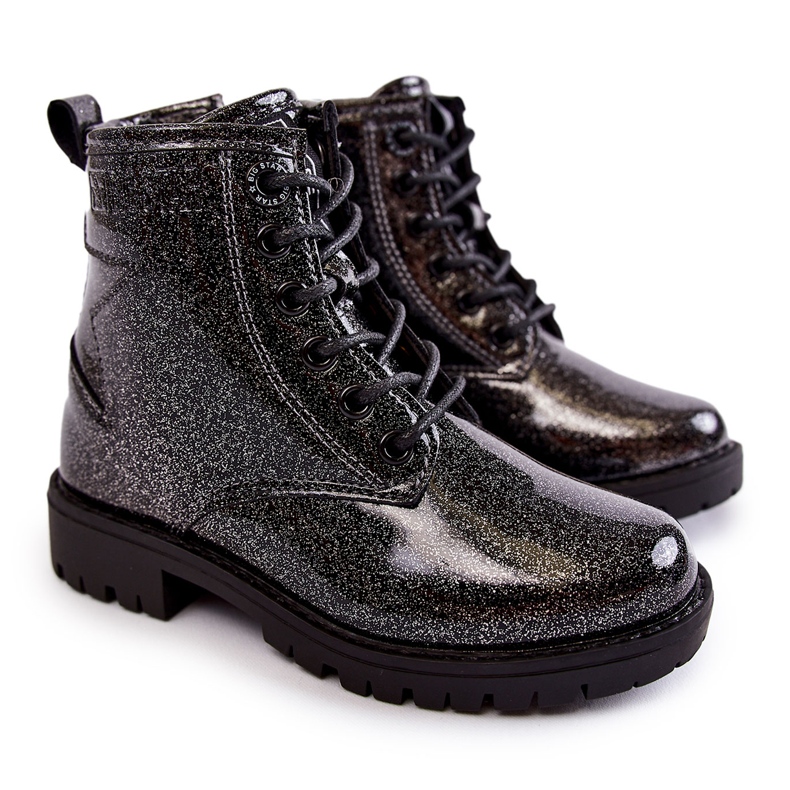 Stivali caldi laccati per bambini Big Star II374047 Nero-Argento