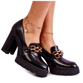 Lewski Shoes Décolleté In Pelle Sulla Piattaforma E Un Bar Lewski Scarpe 3197 Nero