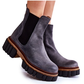 Stivali in pelle Workers Maciejka Grey 05312-03 grigio