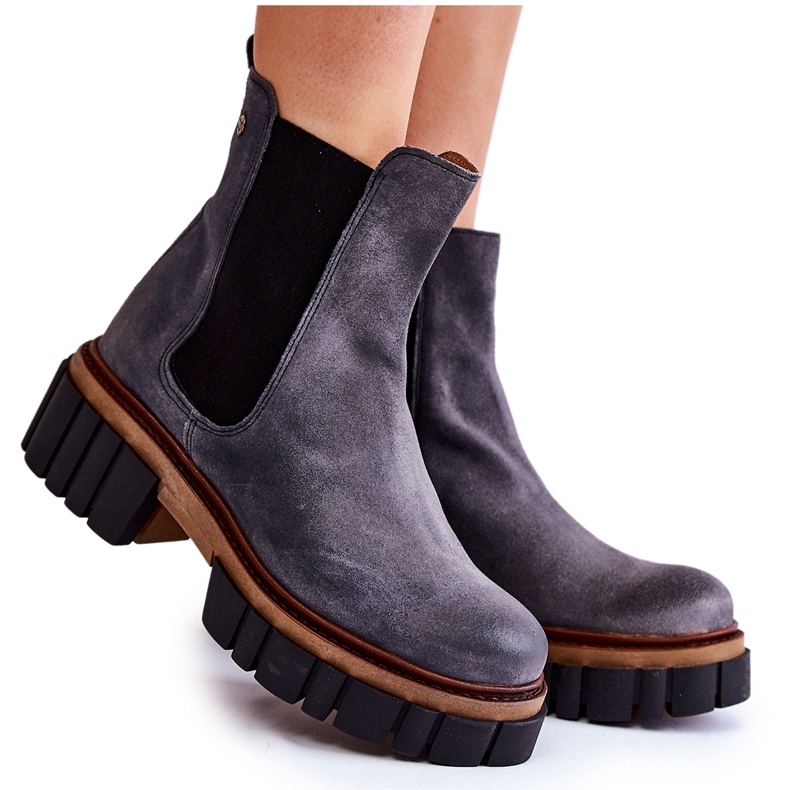 Stivali in pelle Workers Maciejka Grey 05312-03 grigio