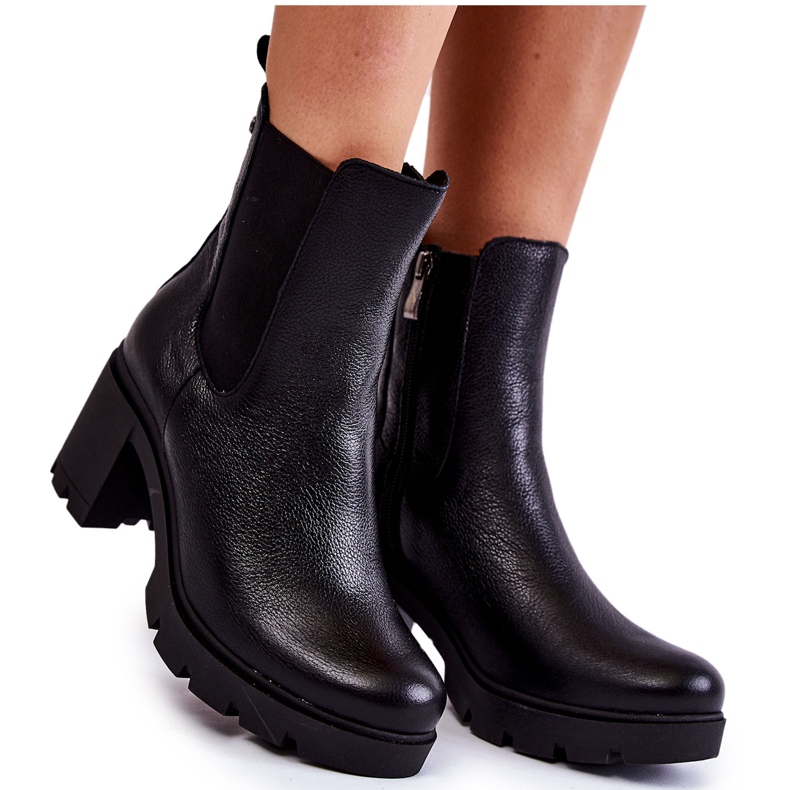 PL5 Stivali da donna in pelle sulla piattaforma Martine nera nero