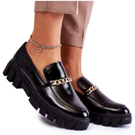 Sergio Leone Scarpe Laccate Con Catena Anne Nere nero