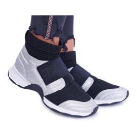 Scarpe Sportive da Donna Lu Boo Con Calzino Silver Glitter Phantom HT9022 nero d'argento