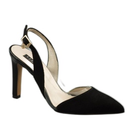 Lizard Sandali in pelle femminile su Szpilka 04765 Nero