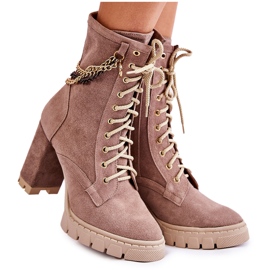 Lewski Shoes Stivaletti stringati in pelle scamosciata Scarpe Lewski 3244 / G Beige marrone