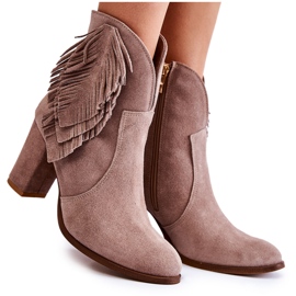 Stivaletti in camoscio da donna Lewski Shoes 3093 Cappucino marrone