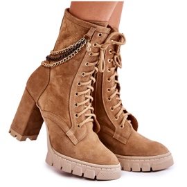 Lewski Shoes Stivaletti stringati in pelle scamosciata Scarpe Lewski 3244 / G Beige