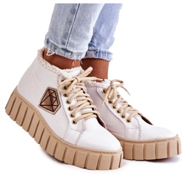Lewski Shoes Scarpe Sportive in Pelle Legate Bianche Scarpe Lewski 3252 / N bianco