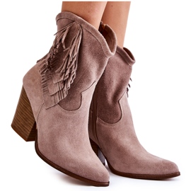 Stivaletti in pelle scamosciata da donna Lewski Shoes 2808 / L Cappucino beige