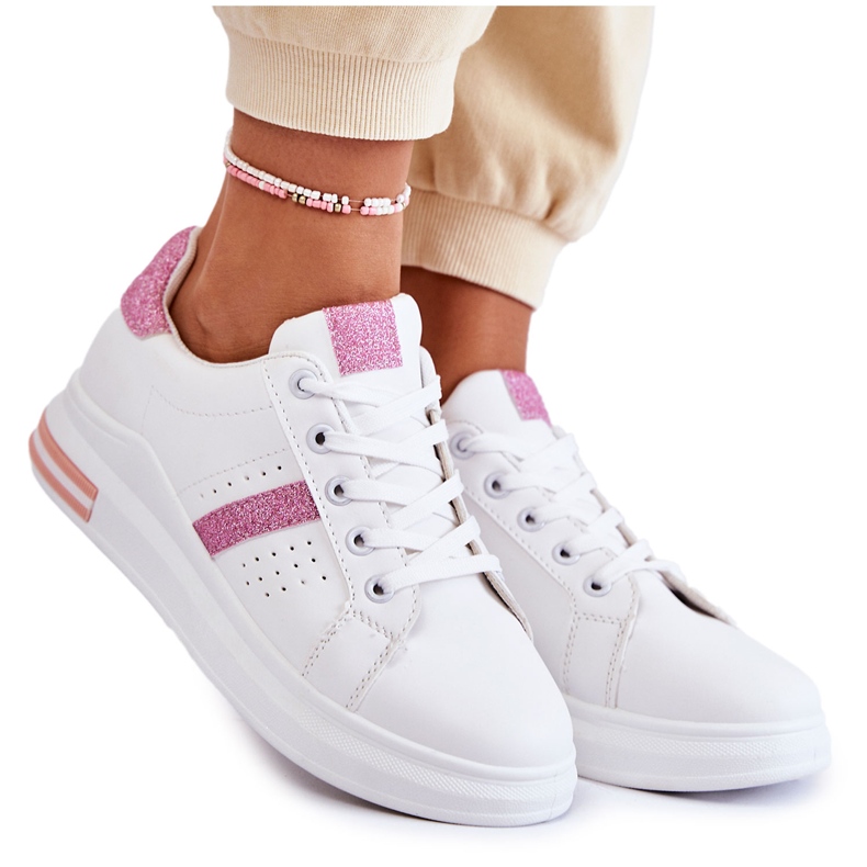 FK2 Scarpe Sportive da Donna Legate Bianche e Rosa Otylia bianca