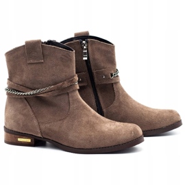 Olivier Stivali termici da donna con catena Luna beige marrone
