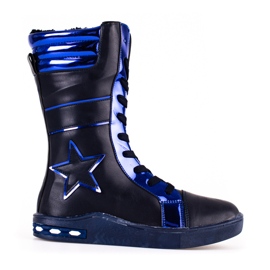 Stivaletti da bambina con tomaia alta, colore blu navy