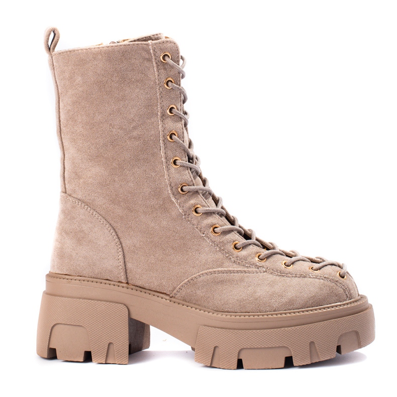 Scarpe da lavoro da donna stringate in camoscio marrone beige