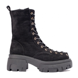 Scarpe da lavoro da donna stringate in camoscio nero