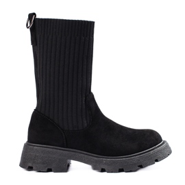 Stivali da donna in suede con tomaia flessibile Shelovet nero