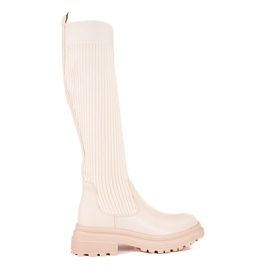 Stivali beige con tomaia flessibile Shelovet