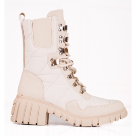 Stivali stringati da donna sulla piattaforma Shelovet beige