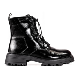 Stivaletti Shelovet da donna in nero laccato