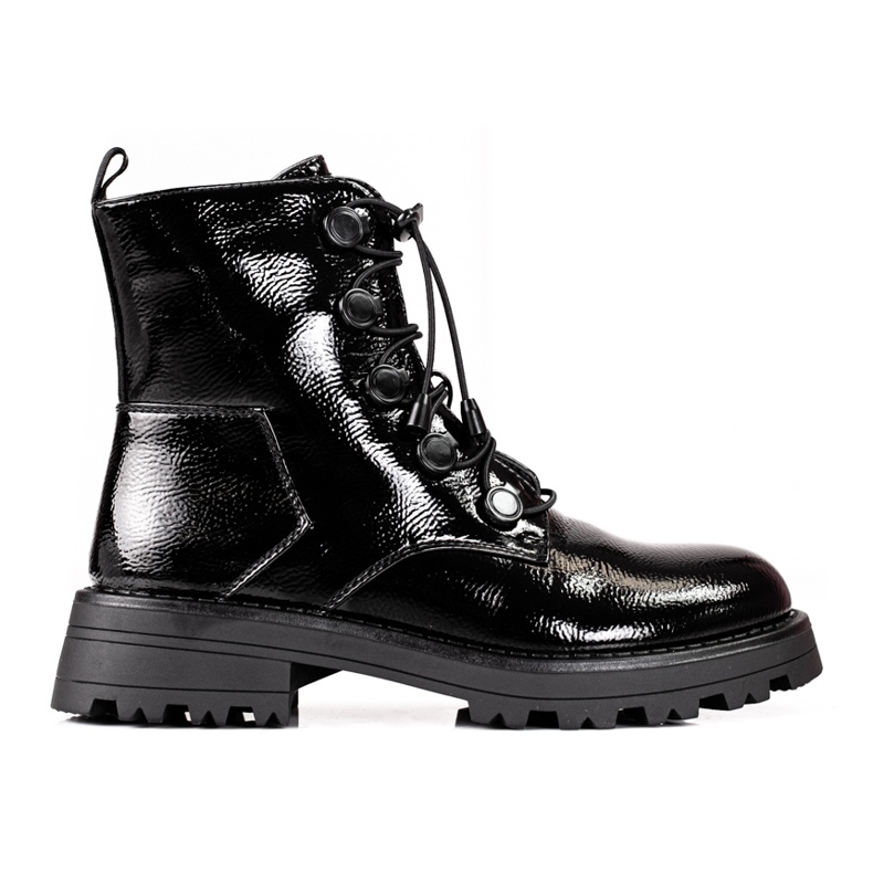 Stivaletti Shelovet da donna in nero laccato