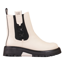 Stivaletti Chelsea da donna color crema con suola nera beige