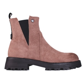 Stivaletti Shelovet marroni da donna realizzati in camoscio ecologico marrone