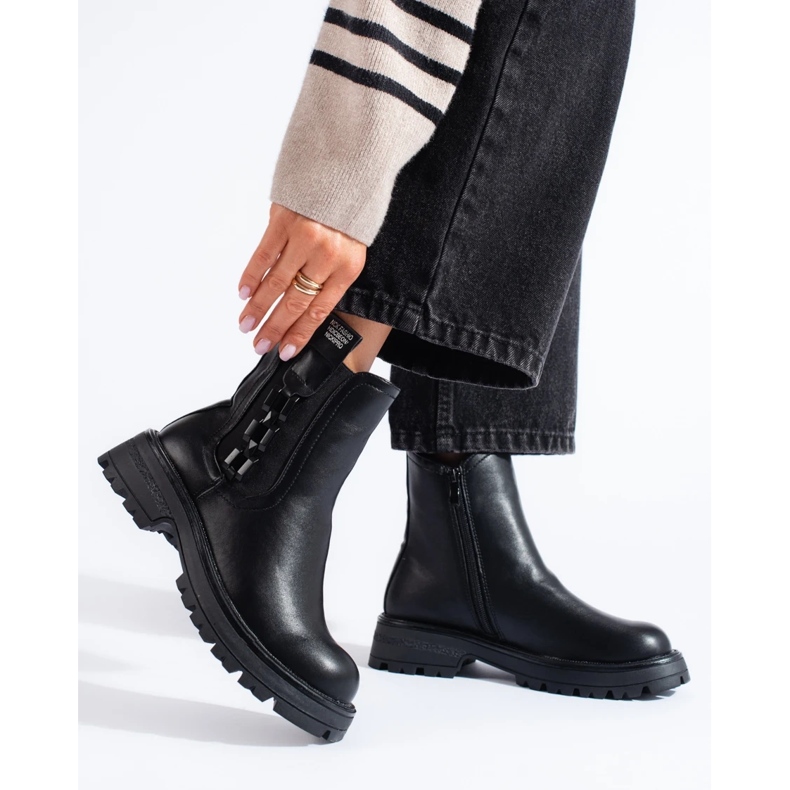 Stivaletti Chelsea da donna neri con suola nera nero