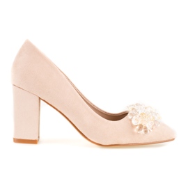 SHELOVET Décolleté da donna in camoscio con decorazioni beige