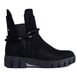 Stivaletti Chelsea neri da donna sulla piattaforma Vinceza realizzati in suede ecologico nero