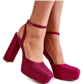Sandali da donna Glitter su un tacco Rosel rosa scuro