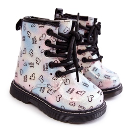 Stivali glitterati per bambini con motivi Reggie multicolori argento