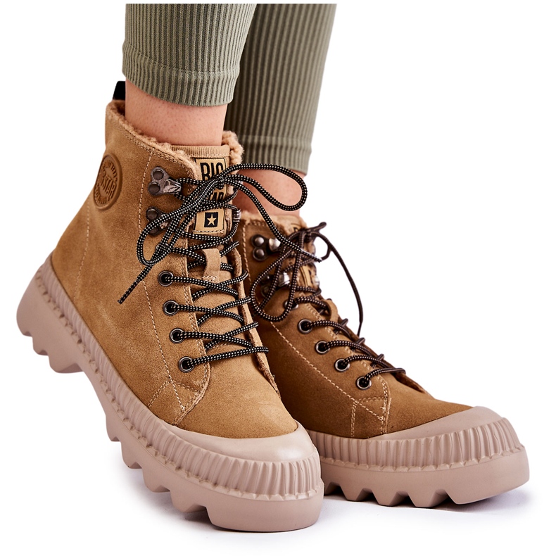 Stivali caldi in pelle scamosciata Big Star KK274521 Beige marrone