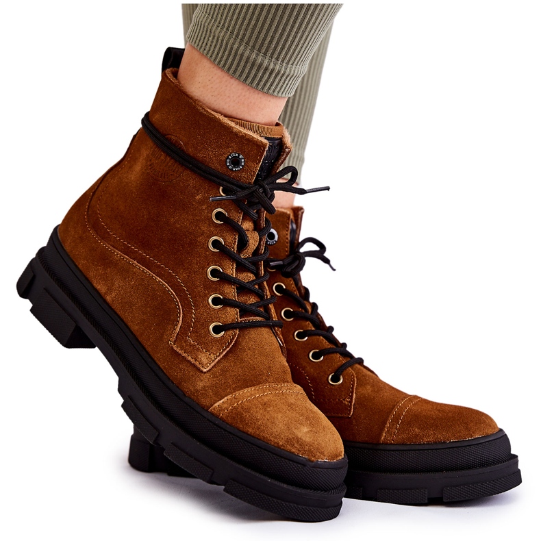 Stivali caldi in pelle scamosciata marrone Big Star KK274524