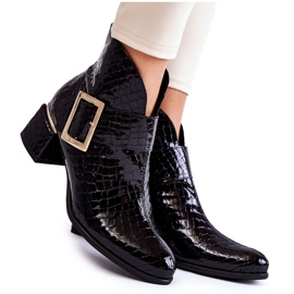 PA2 Stivaletti In Pelle Con Motivo Zip Coccodrillo Nero Briana