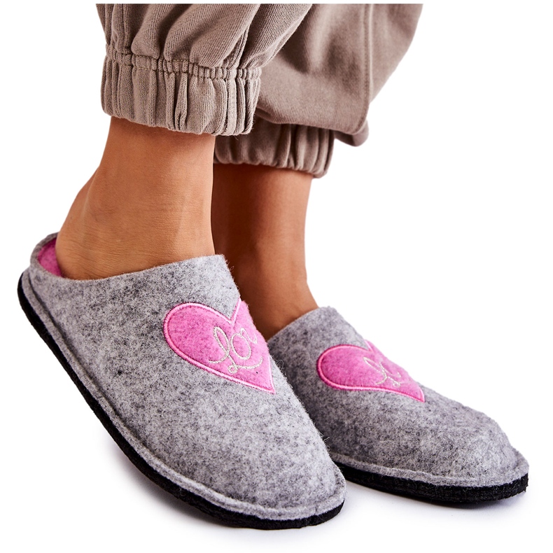 Pantofole Big Star fatte in casa KK276020 Grigio-Rosa