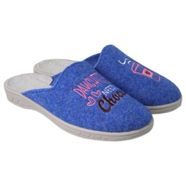 Ciabatte per bambini Befado 707Y429 blu con ricamo