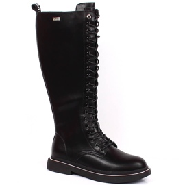 Stivali in pelle da donna isolati neri Goe KK2N4046 nero
