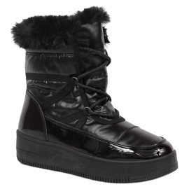 Doposci da donna platform con pelliccia nera NEWS nero