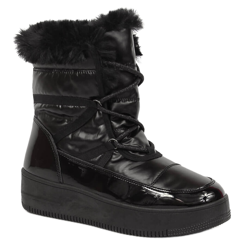 Doposci da donna platform con pelliccia nera NEWS nero
