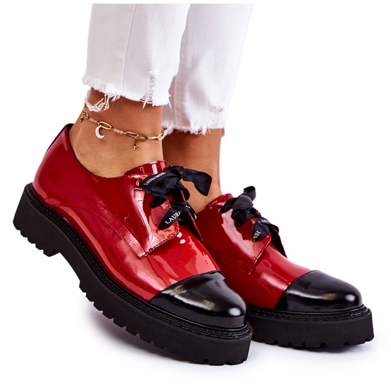 Scarpe Stringate Laccate Laura Messi 2441 Rosse rosso