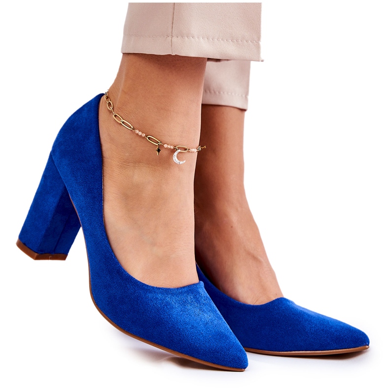 PS1 Décolleté In Pelle Scamosciata Classiche Su Un Tacco Blu Kendra