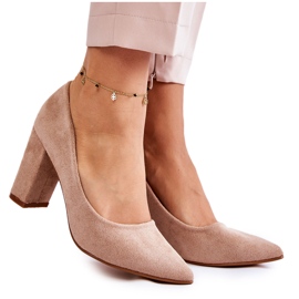 PS1 Décolleté classiche in pelle scamosciata su un pilastro Kendra beige scuro marrone