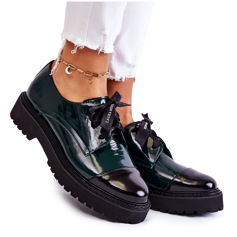 Scarpe stringate laccate Laura Messi 2441 Verde