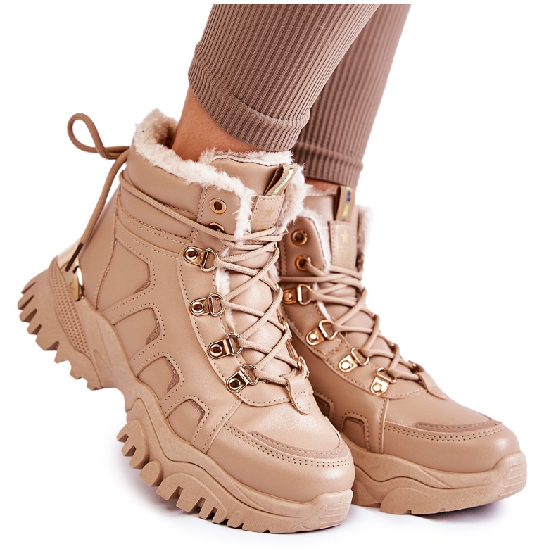 PE1 Stivali Caldi Da Donna Sulla Piattaforma Beige Ofelia marrone