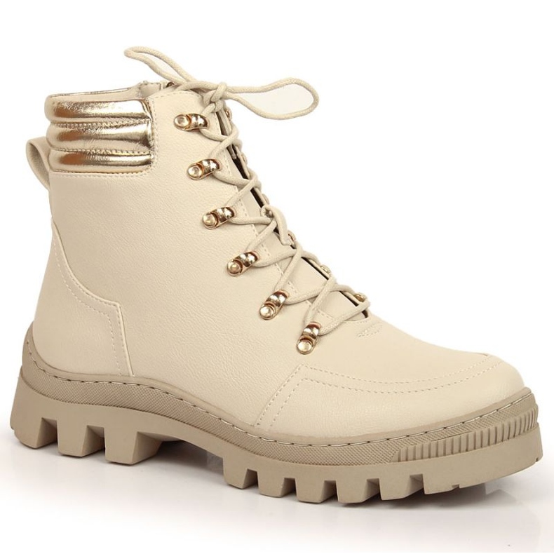 POTOCKI Stivali da donna sulla piattaforma BEIGE ISOLATO WOL103B