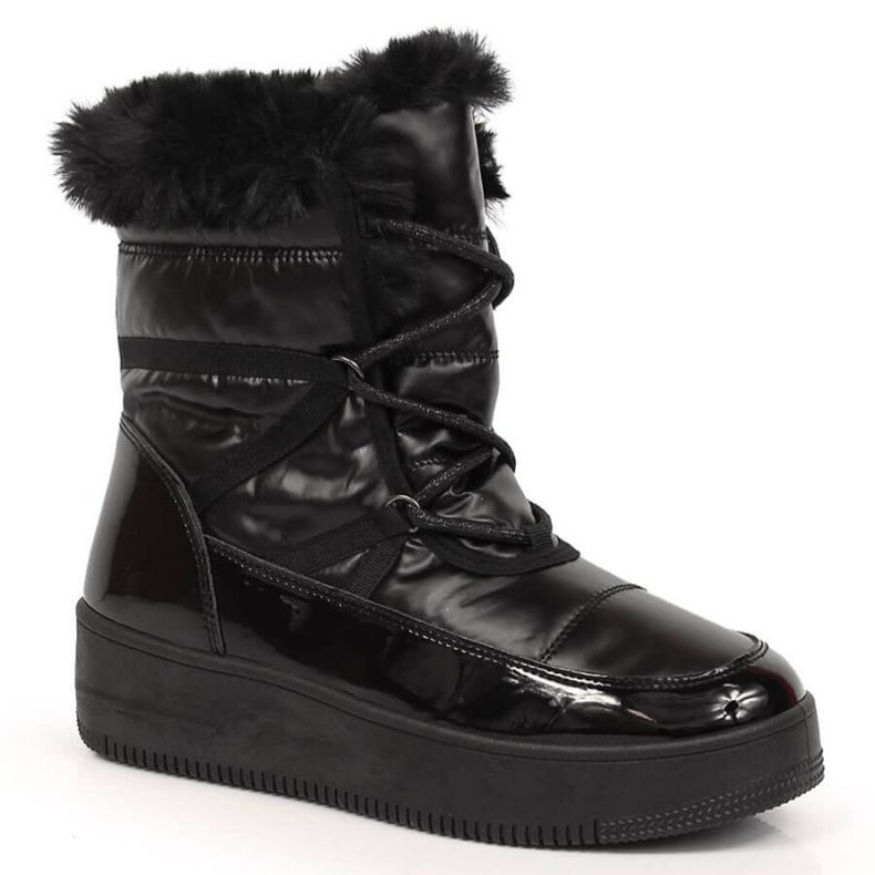 Doposci platform con pelliccia NEWS W EVE379 nero