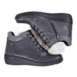 Stivali in pelle con zeppa isolata Helios W H524A grigio
